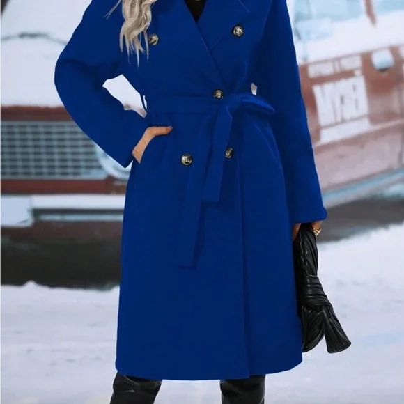 Stylish Blue Trench Coat - Picture 3 of 4